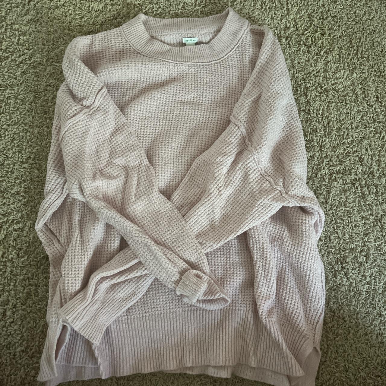 Aerie pink waffle knit sweater - Depop