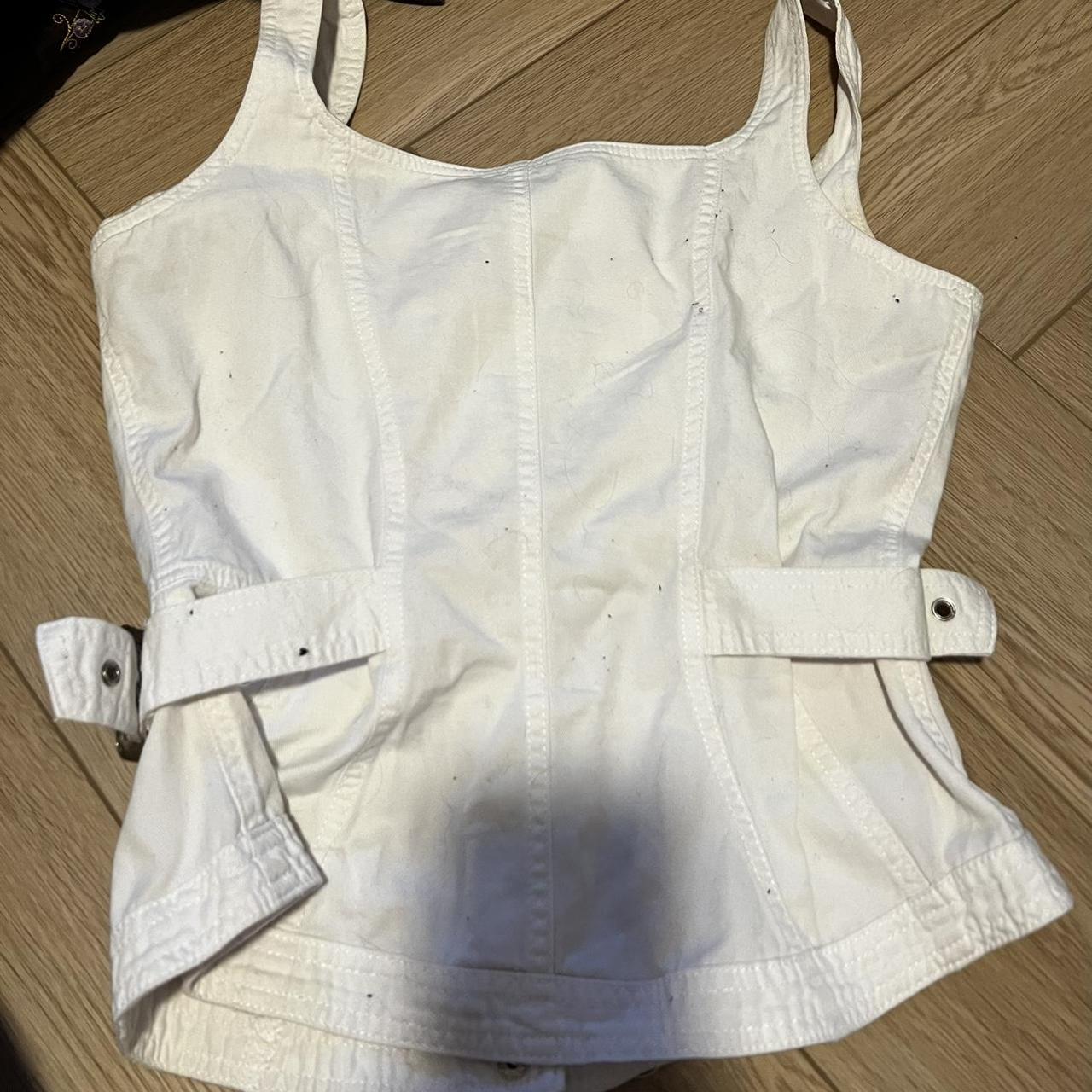 White corset top with buckles size 10 (large) one of... - Depop