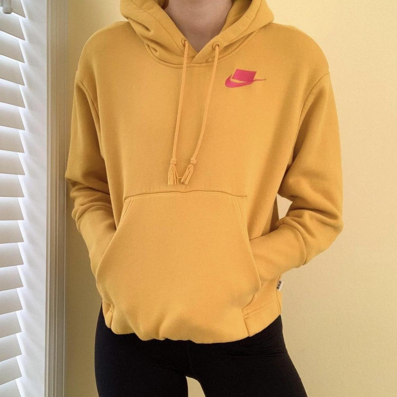 nike yellow cropped hoodie