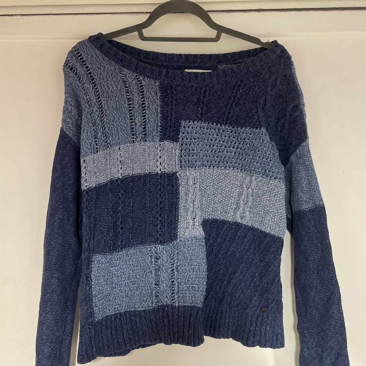 💙Denim patchwork sweater - Depop