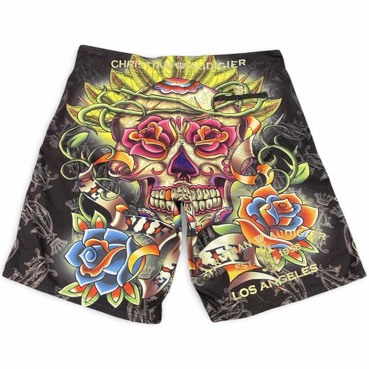 ☠︎ christian audigier skull trunks ☠︎ ☠︎ black all... - Depop