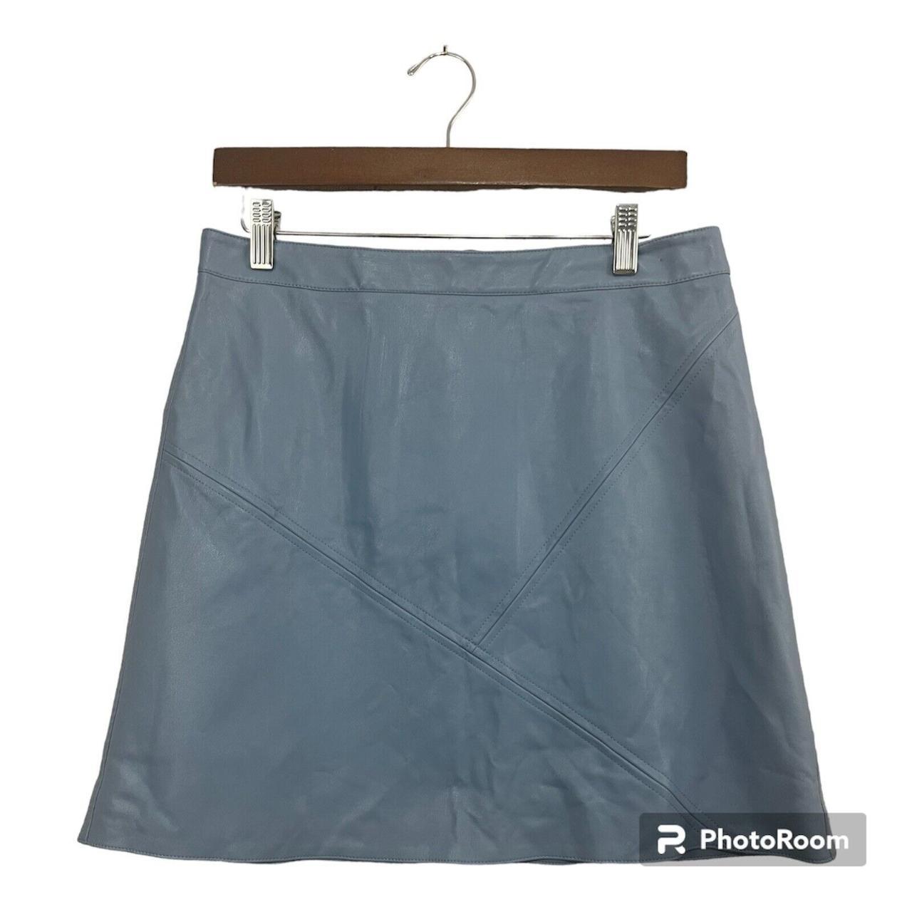 Zara light 2024 blue leather skirt