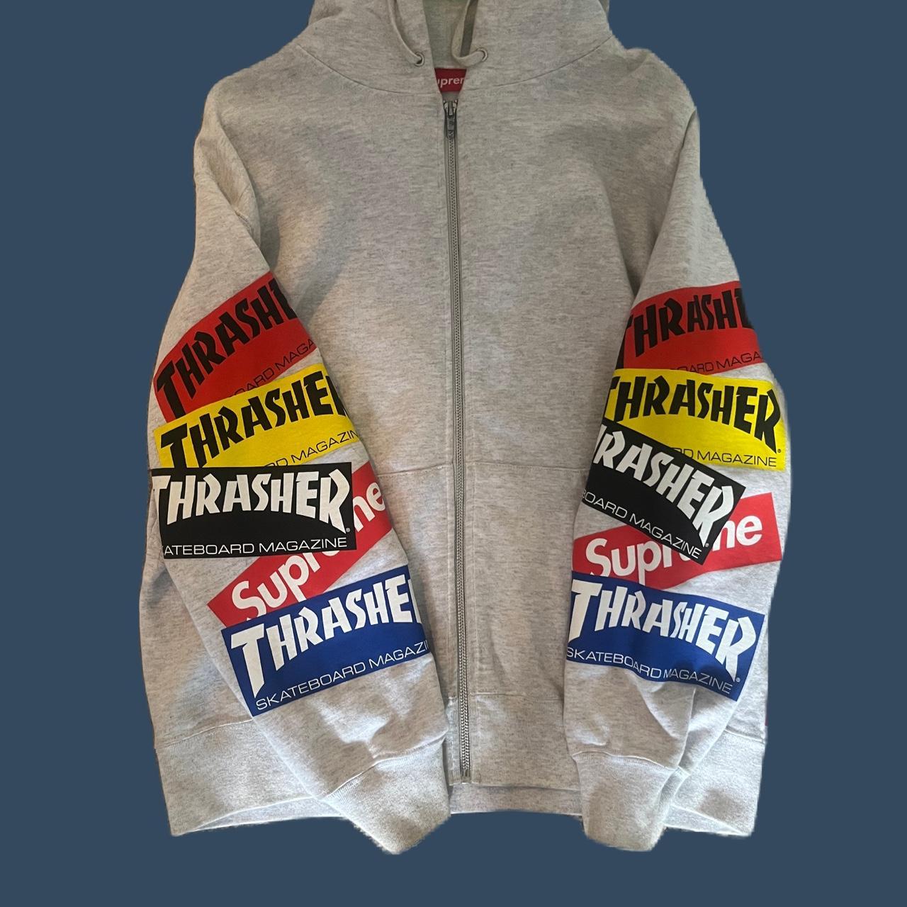 Supreme thrasher zip up Ash grey Size small Cool... - Depop