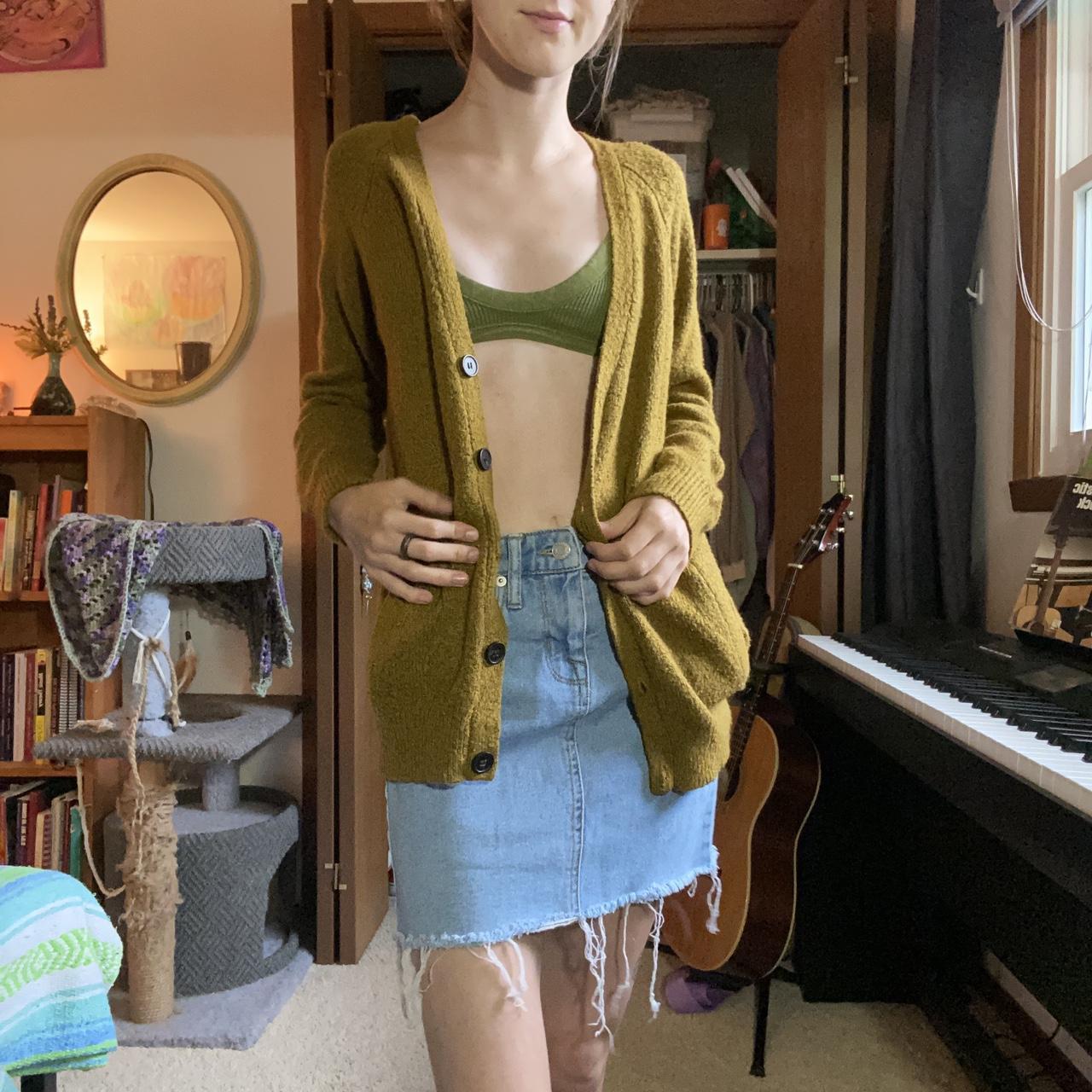 Mustard 2024 green cardigan