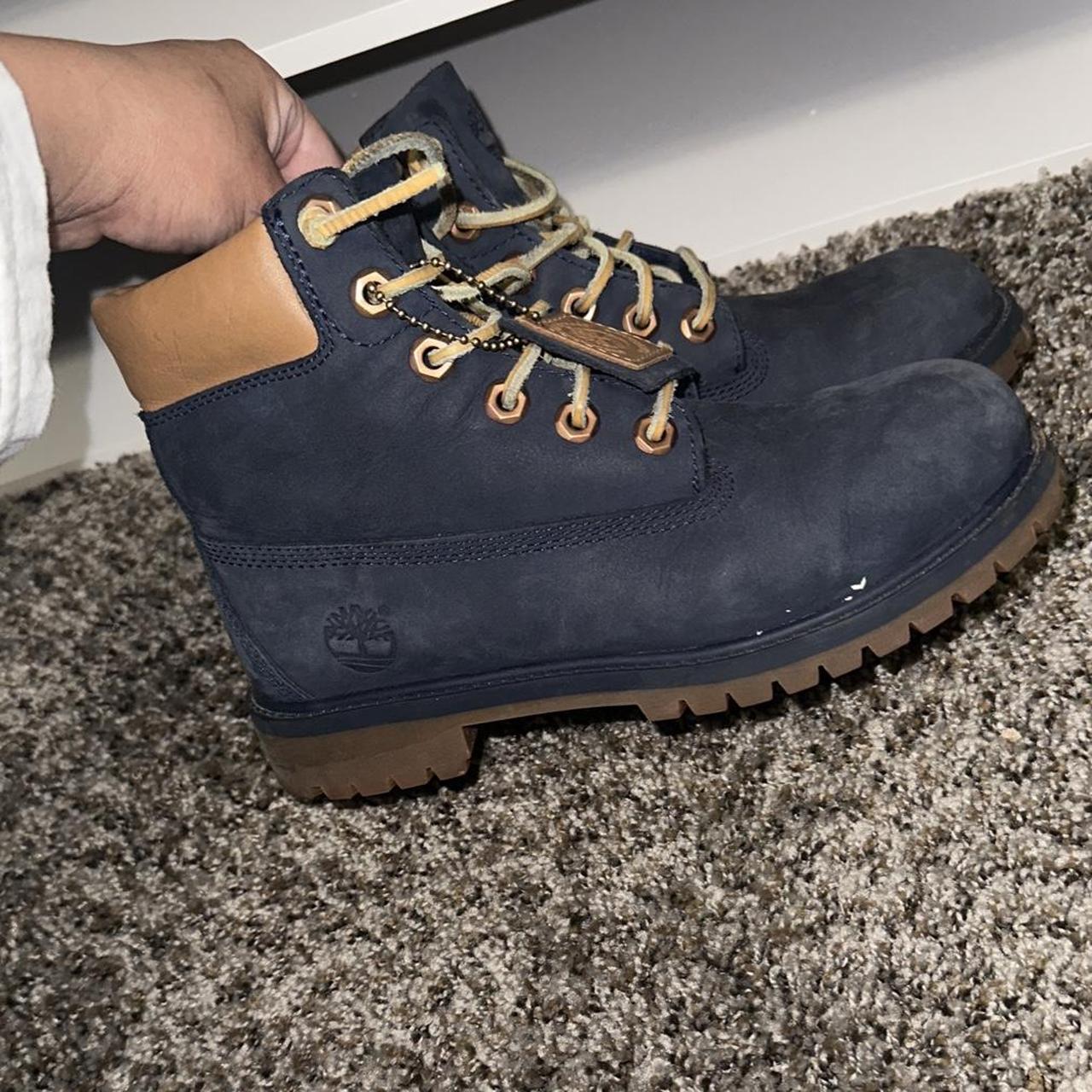 Navy blue and gold on sale timberlands