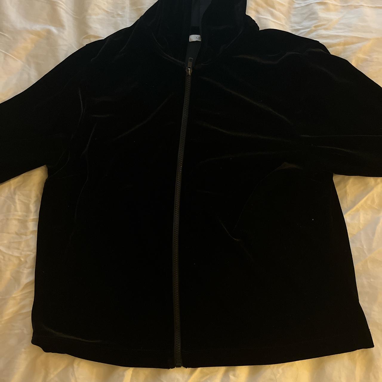 karen kane black velvet hooded zip jacket - does not... - Depop