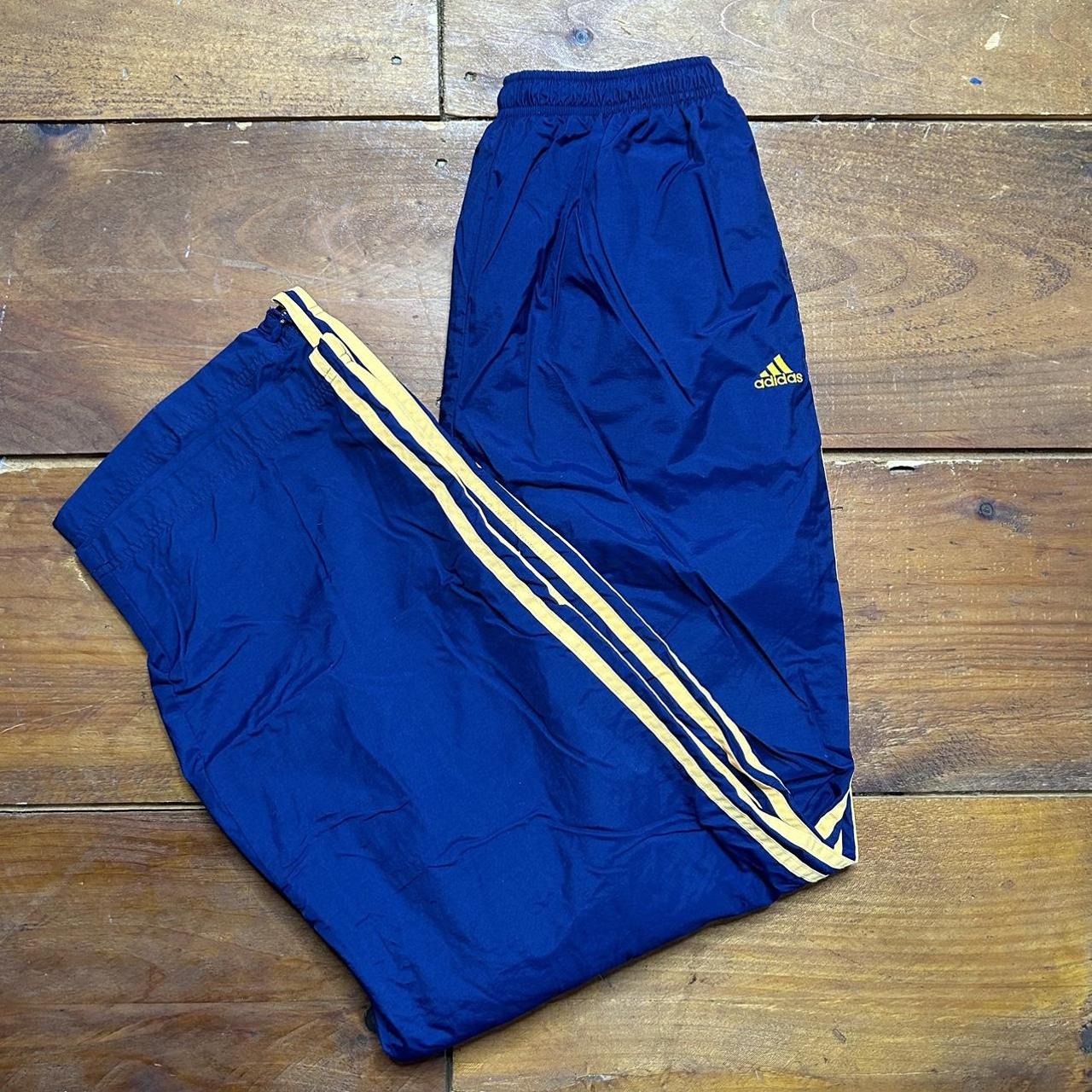 Adidas Men's Navy and Yellow Joggers-tracksuits | Depop
