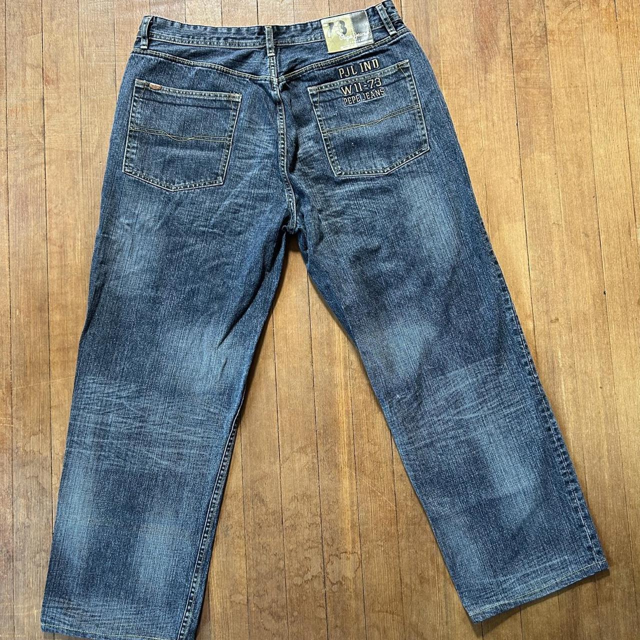 Pepe Jeans Men's Blue and Navy Jeans | Depop