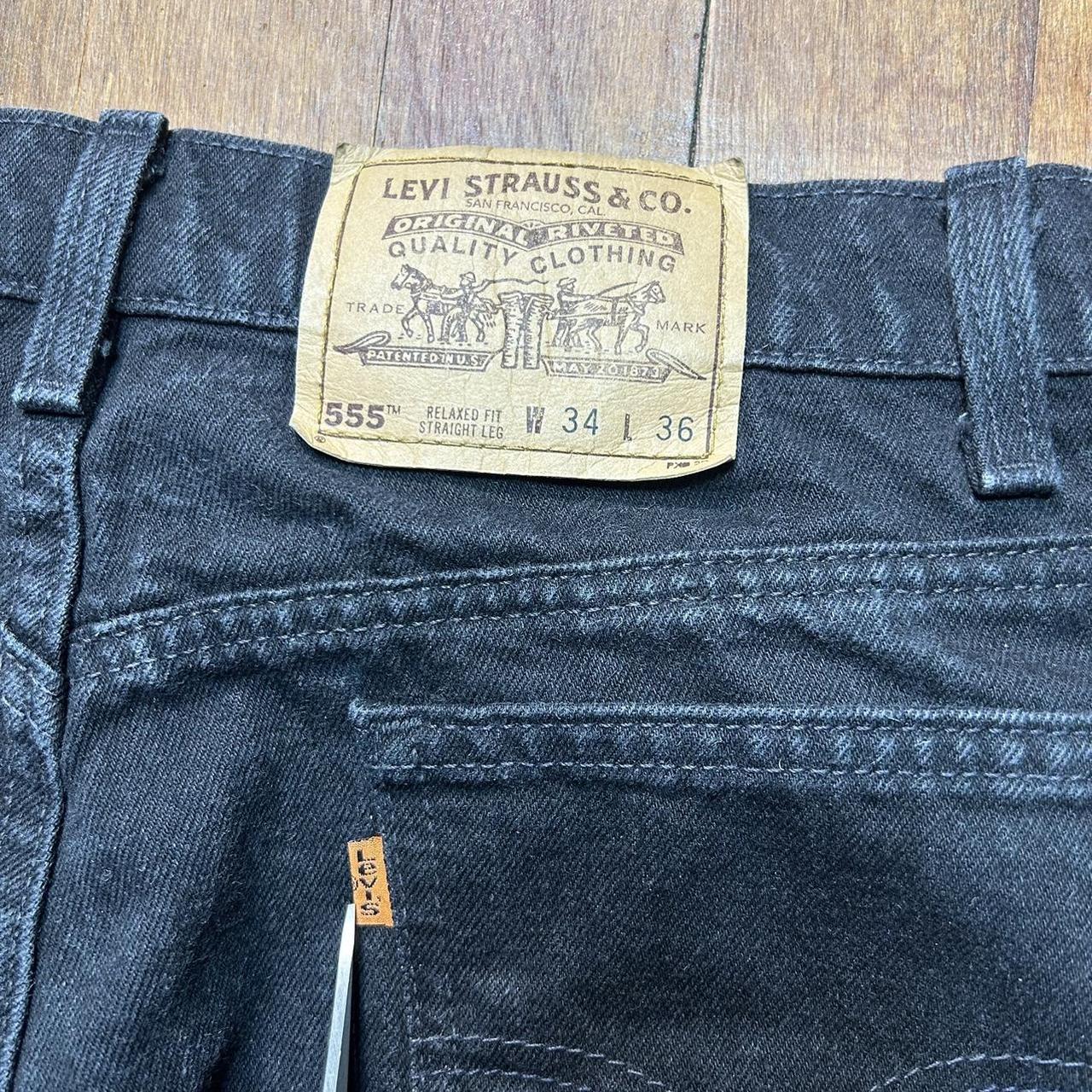 Vintage Levi’s 555 Black 34x36 Orange Tab Jeans USA...