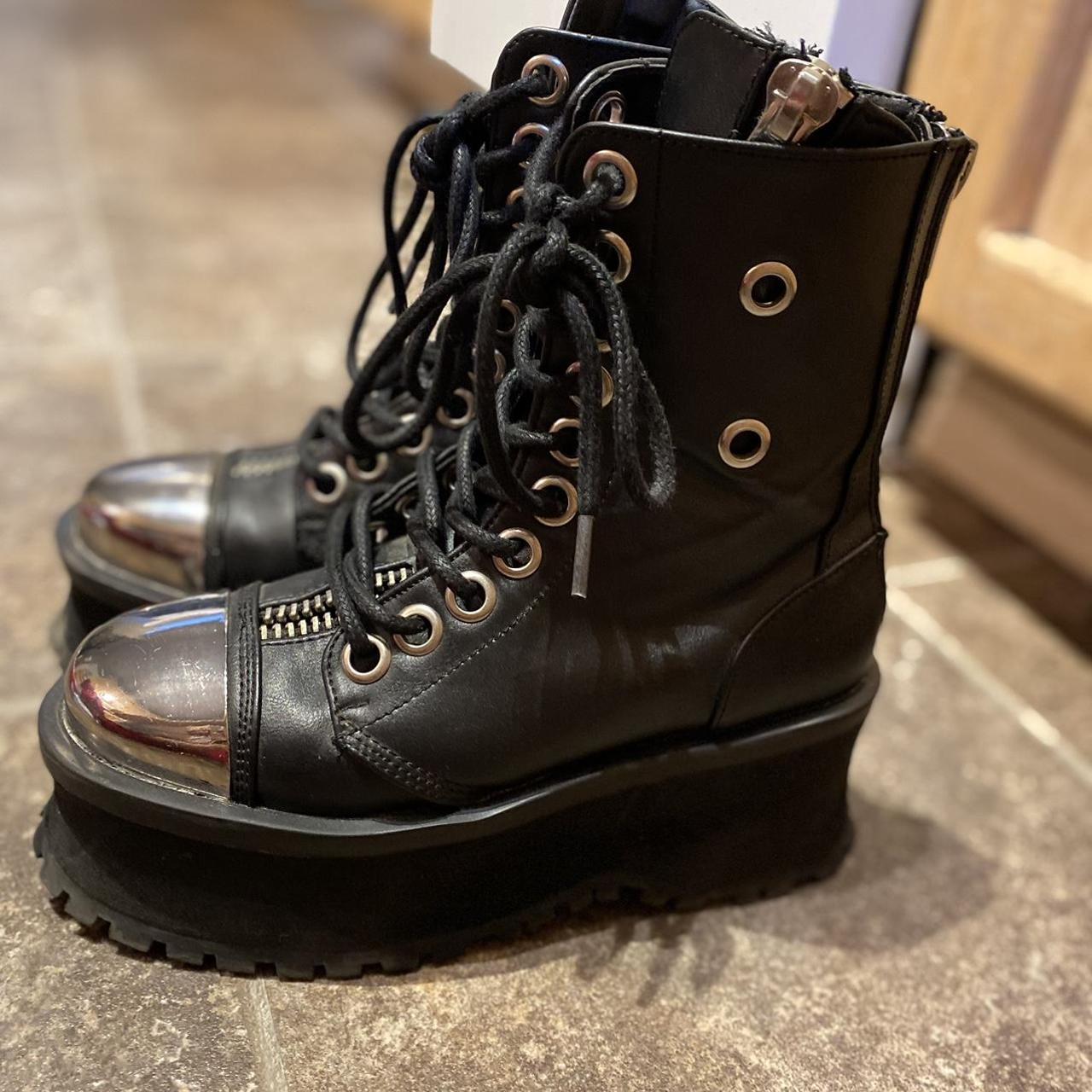 demonia petrol ankle boots