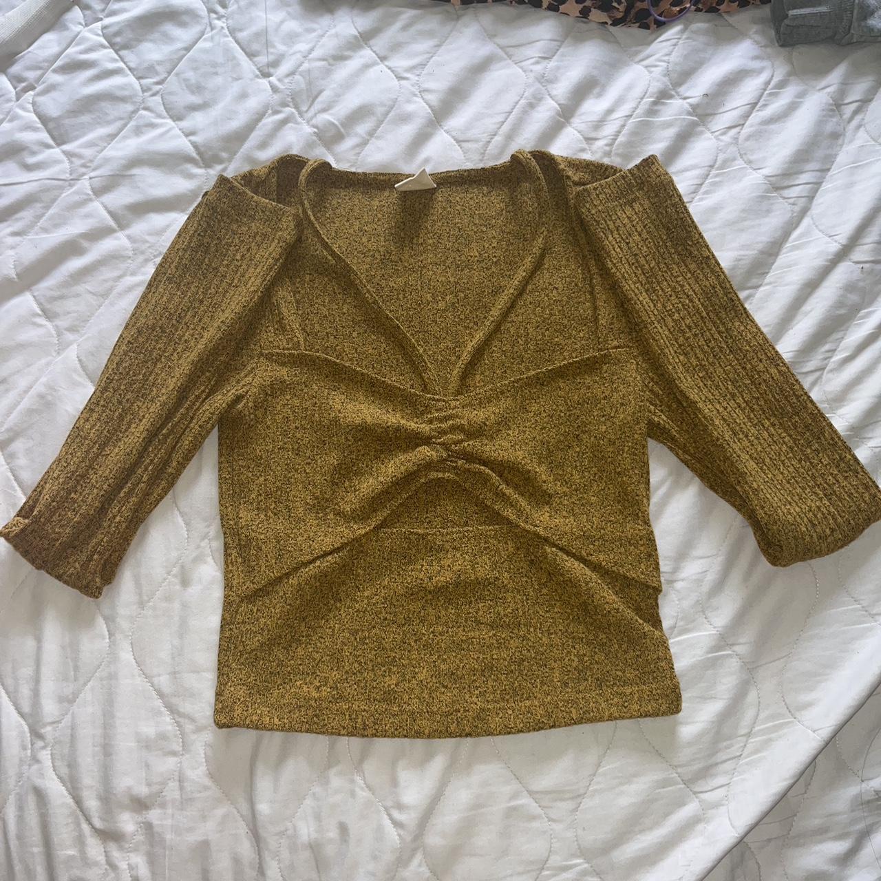 urban outfitters mustard yellow long sleeve top size... - Depop