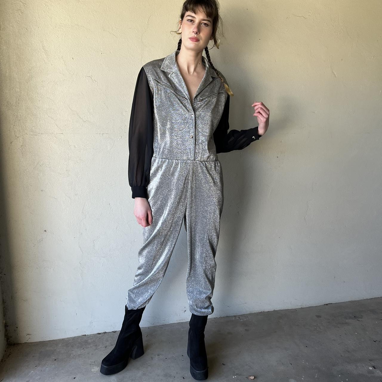 Insane vintage 80s silver disco jumpsuit with Depop