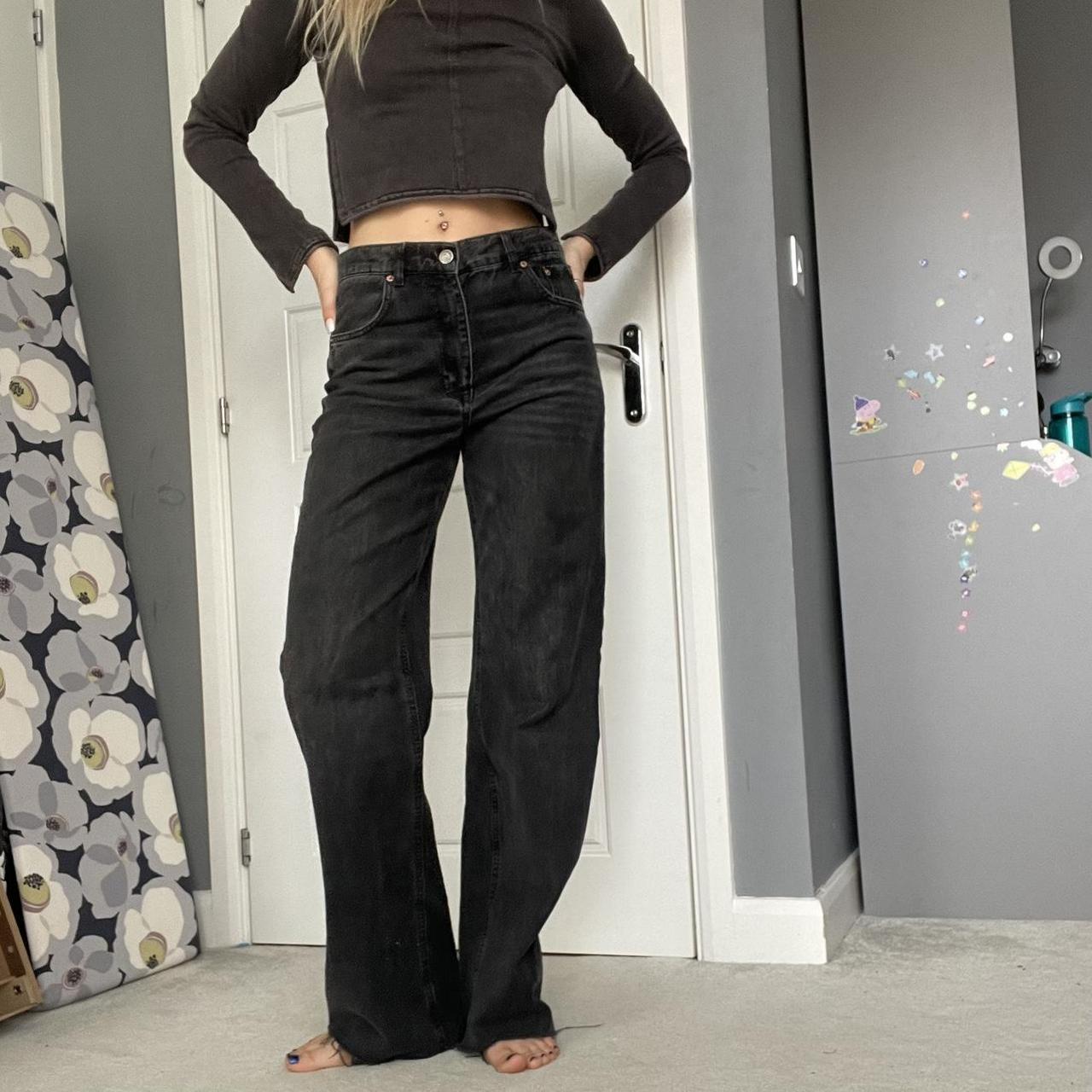 Zara 90s full length straight leg grey jeans Size 38... Depop