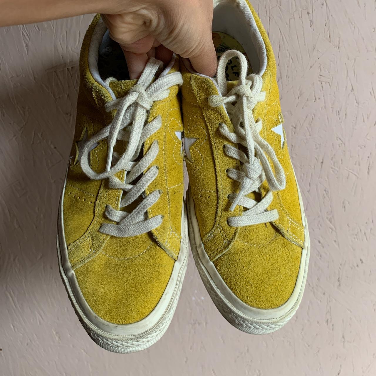 Converse Men's Yellow and White Trainers | Depop