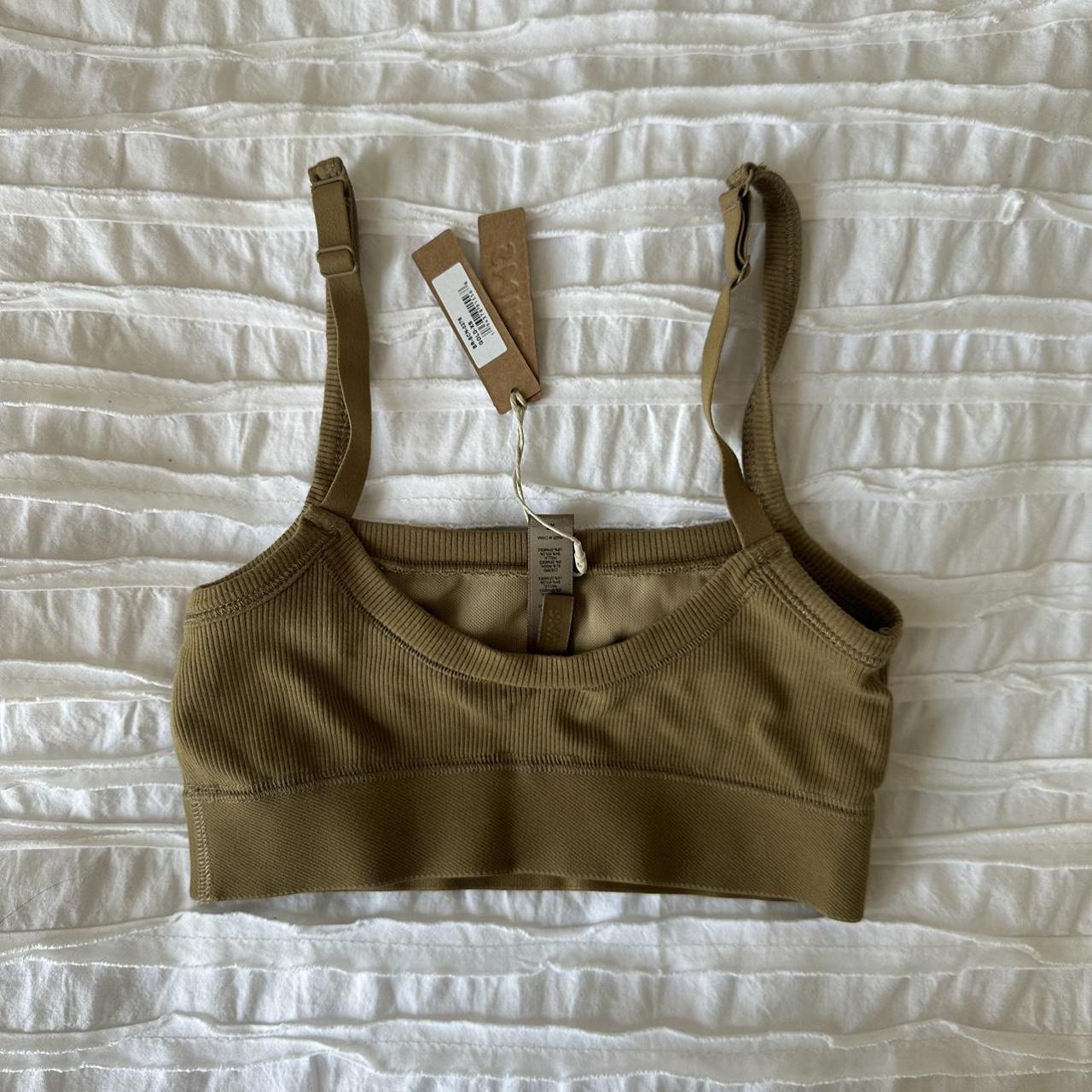 SKIMS olive green ribbed bralette #skims #bralette - Depop