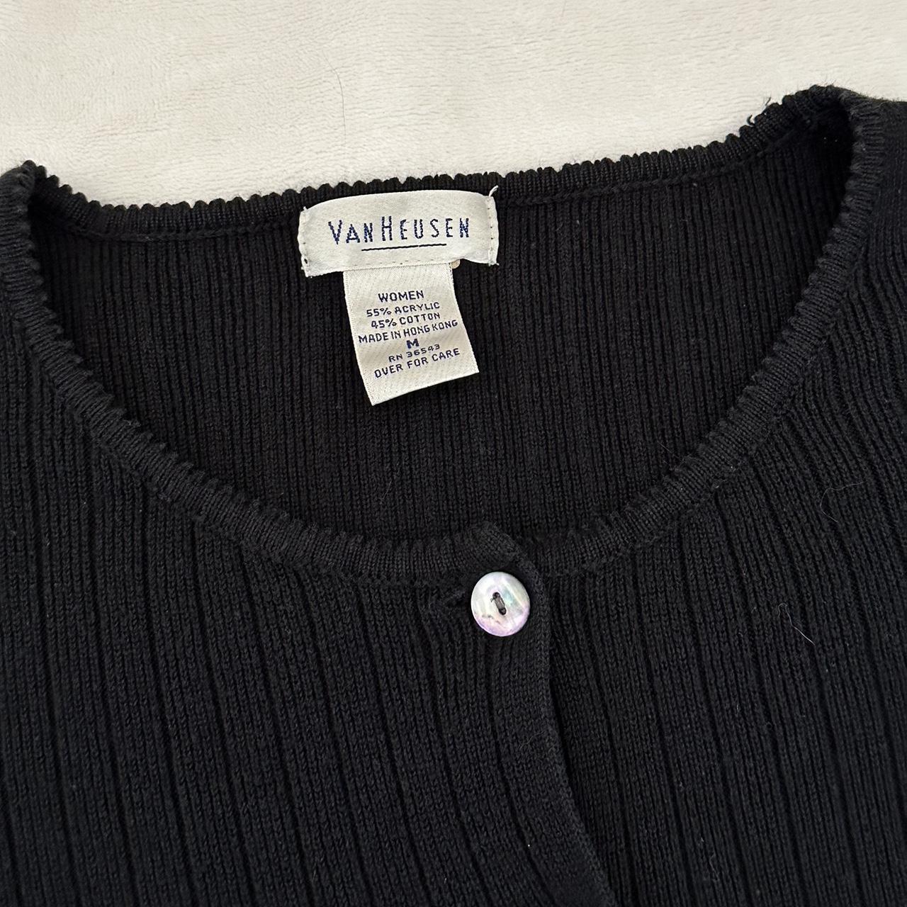 Vintage Van Heusen black cardigan sweater Size M.... Depop
