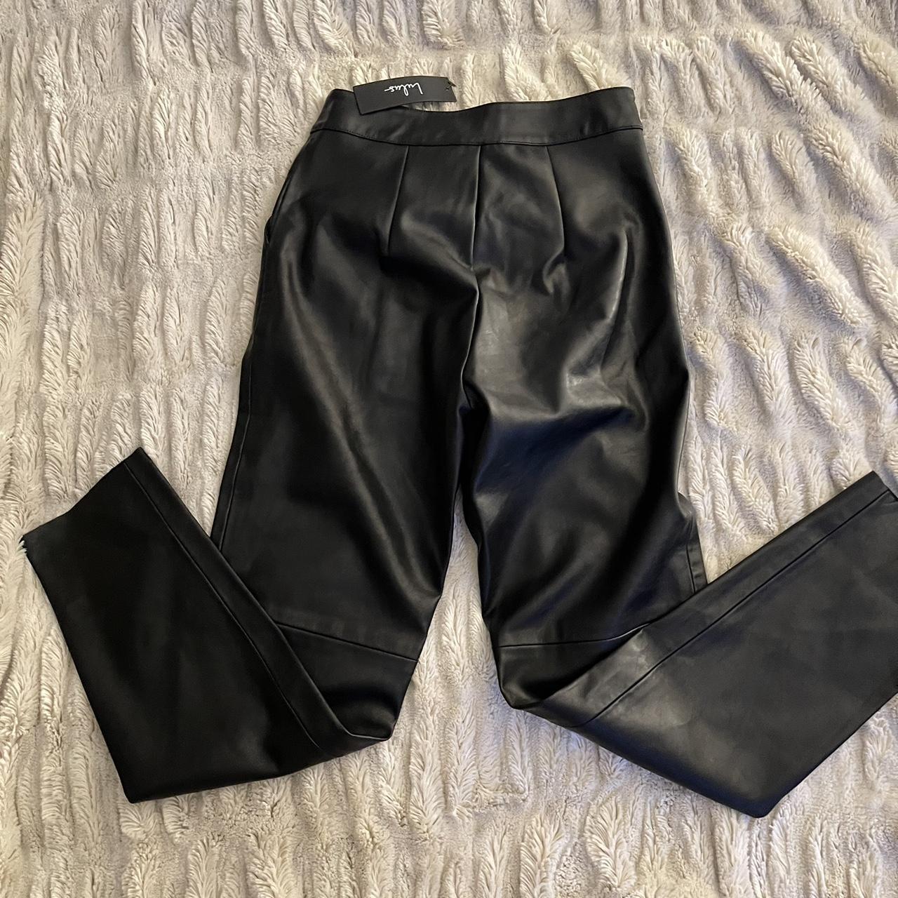 Lulu's Open Minded Black Vegan Leather Pants. Black - Depop