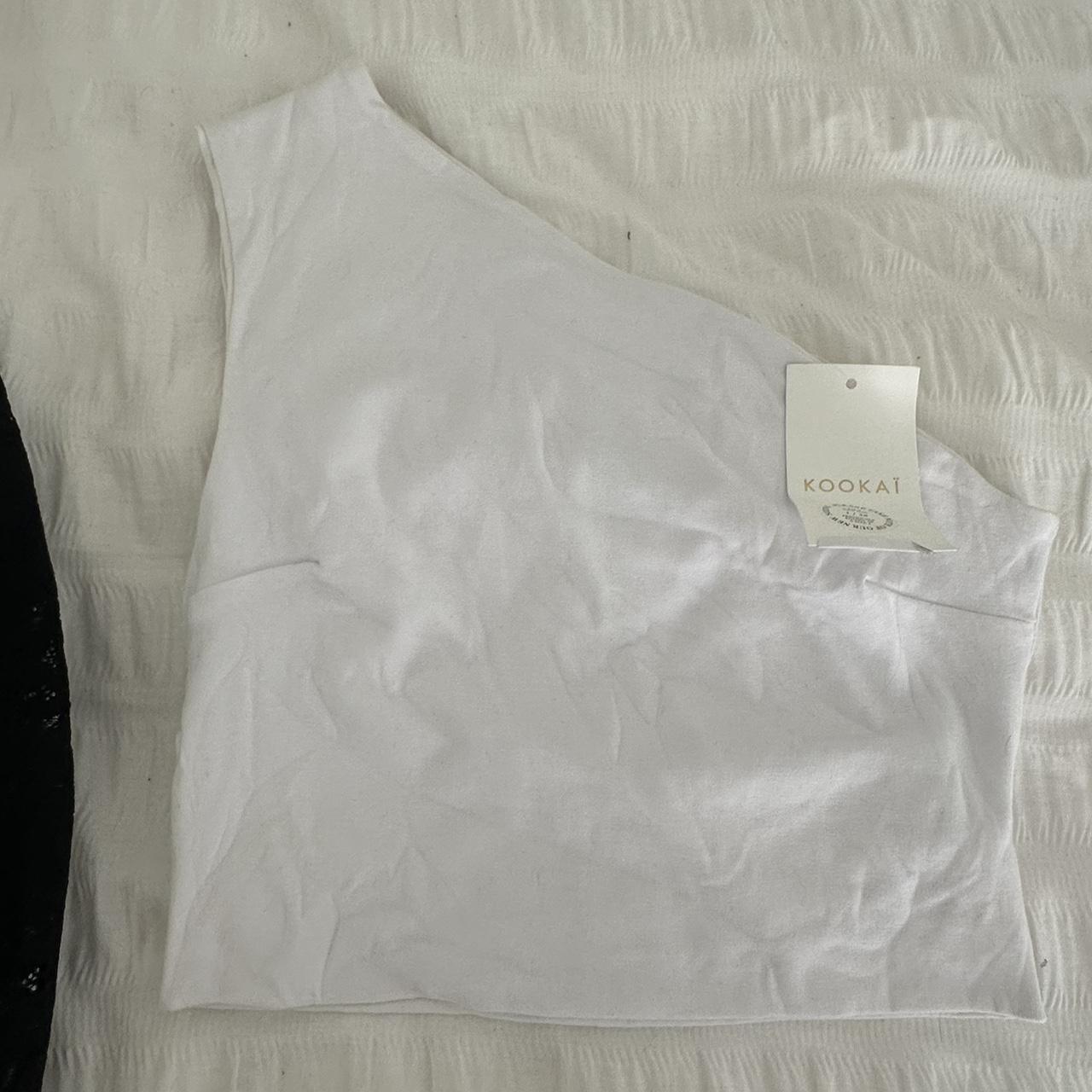 kookai white one shoulder top size 1 brand new - Depop