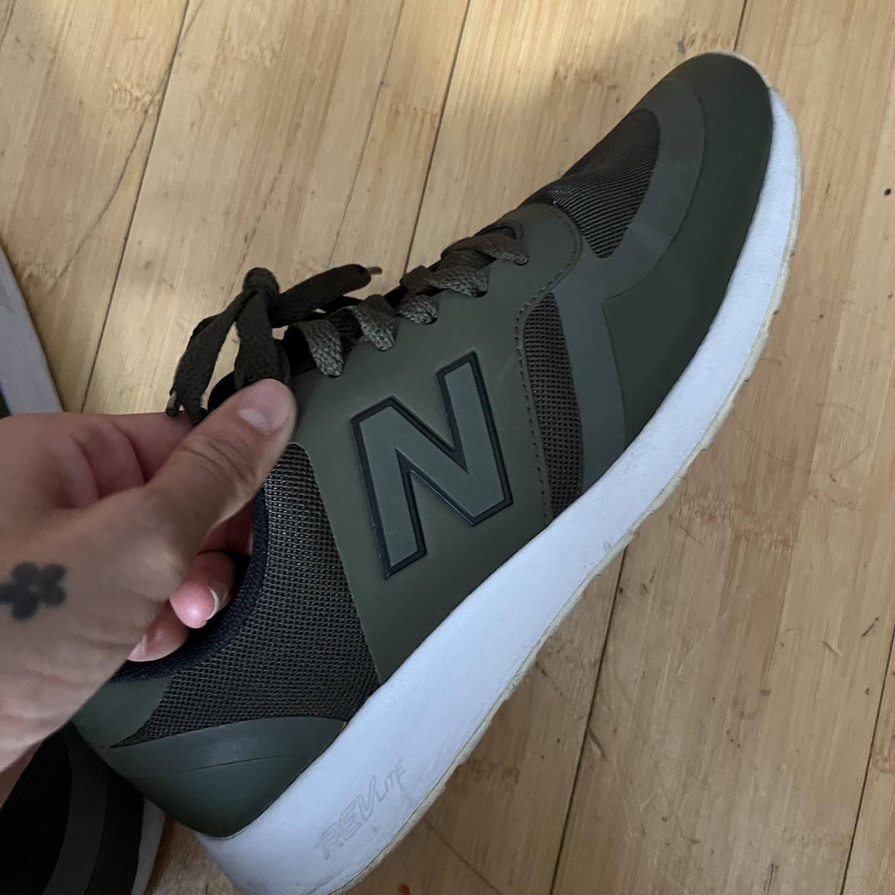Khaki green new balance trainers In good... Depop