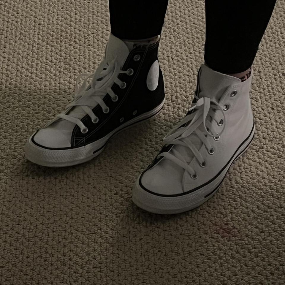 half black half white custom converse size 8 small