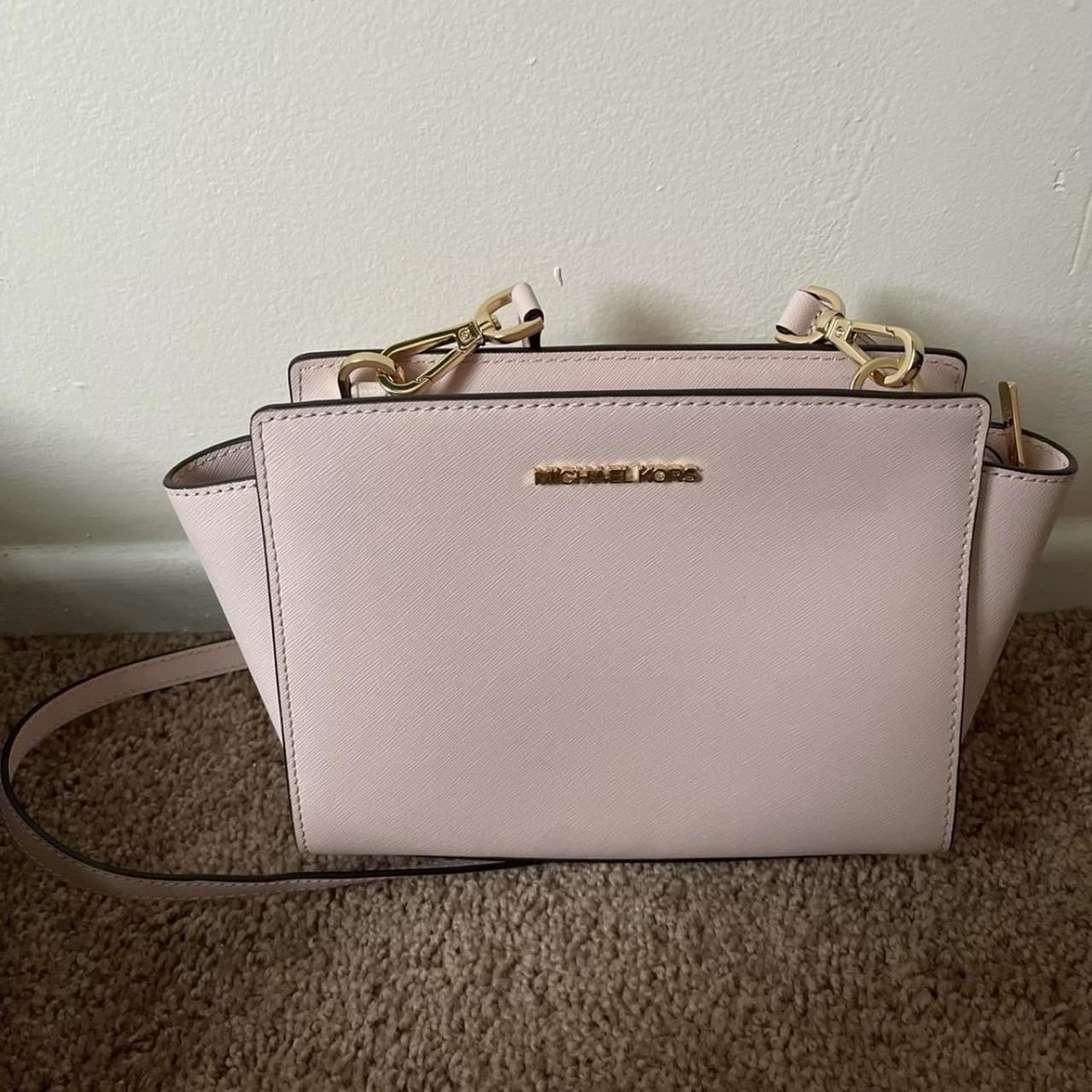 Baby pink Michael Kors purse Crossbody Saffiano. Depop