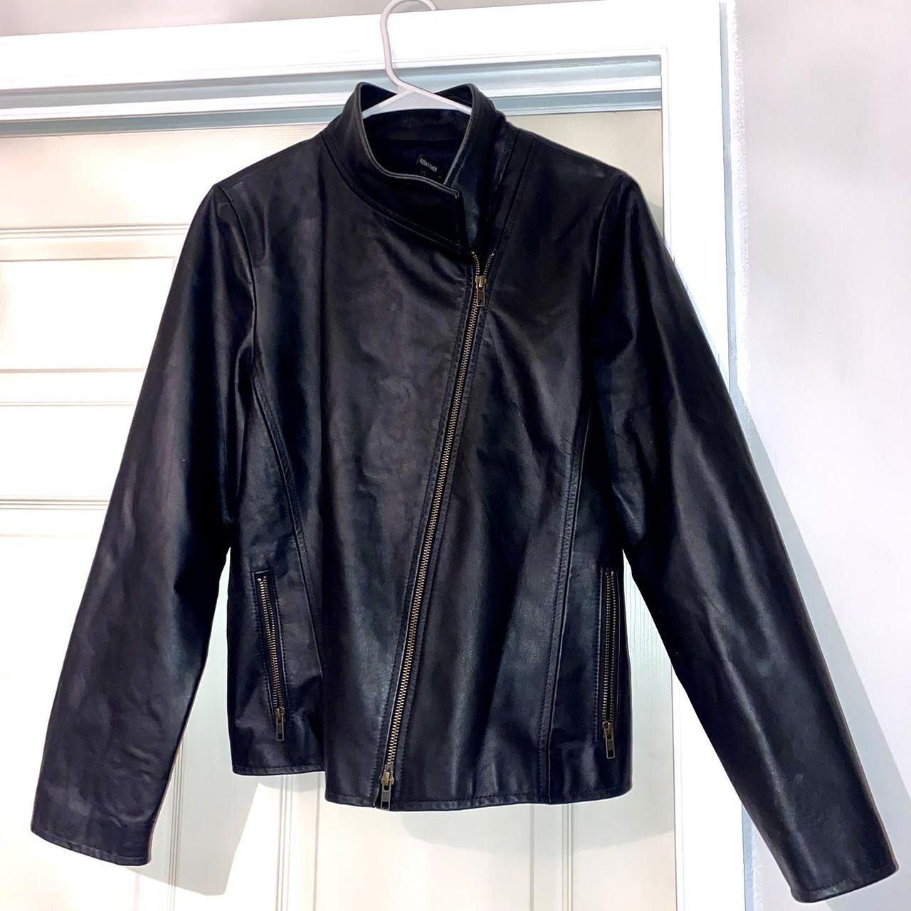 Eileen fisher leather moto on sale jacket