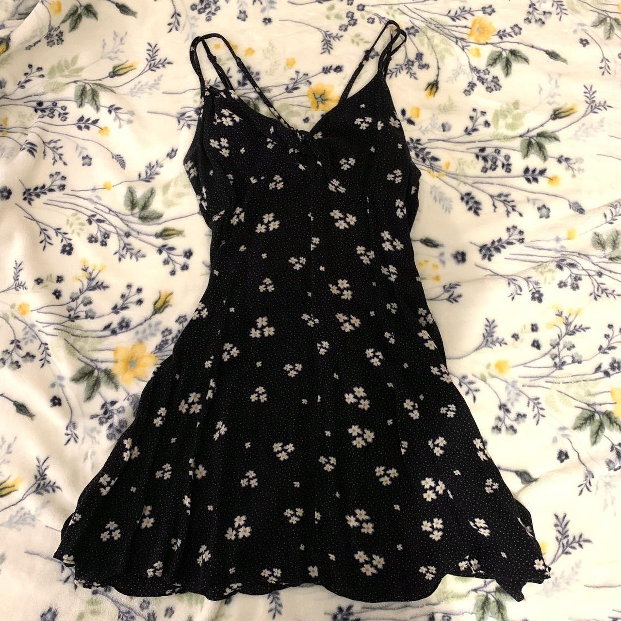 vintage american eagle black floral dress, perfect... - Depop