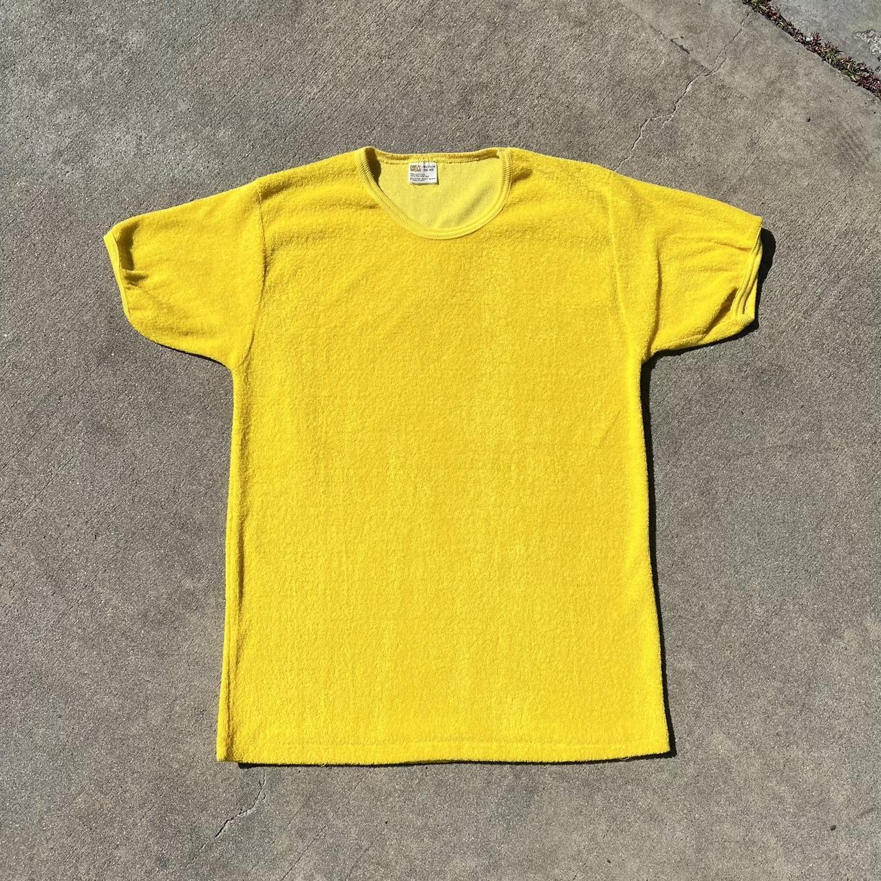 Vintage 1970s Sears Deadstock Yellow Terry Cloth... Depop