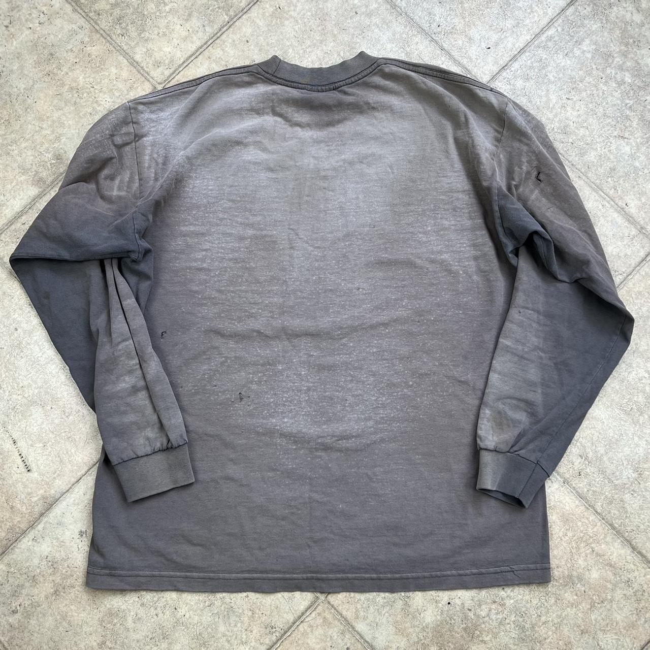 2000s Pro Club Dark Grey Heavily Sun Faded long... - Depop