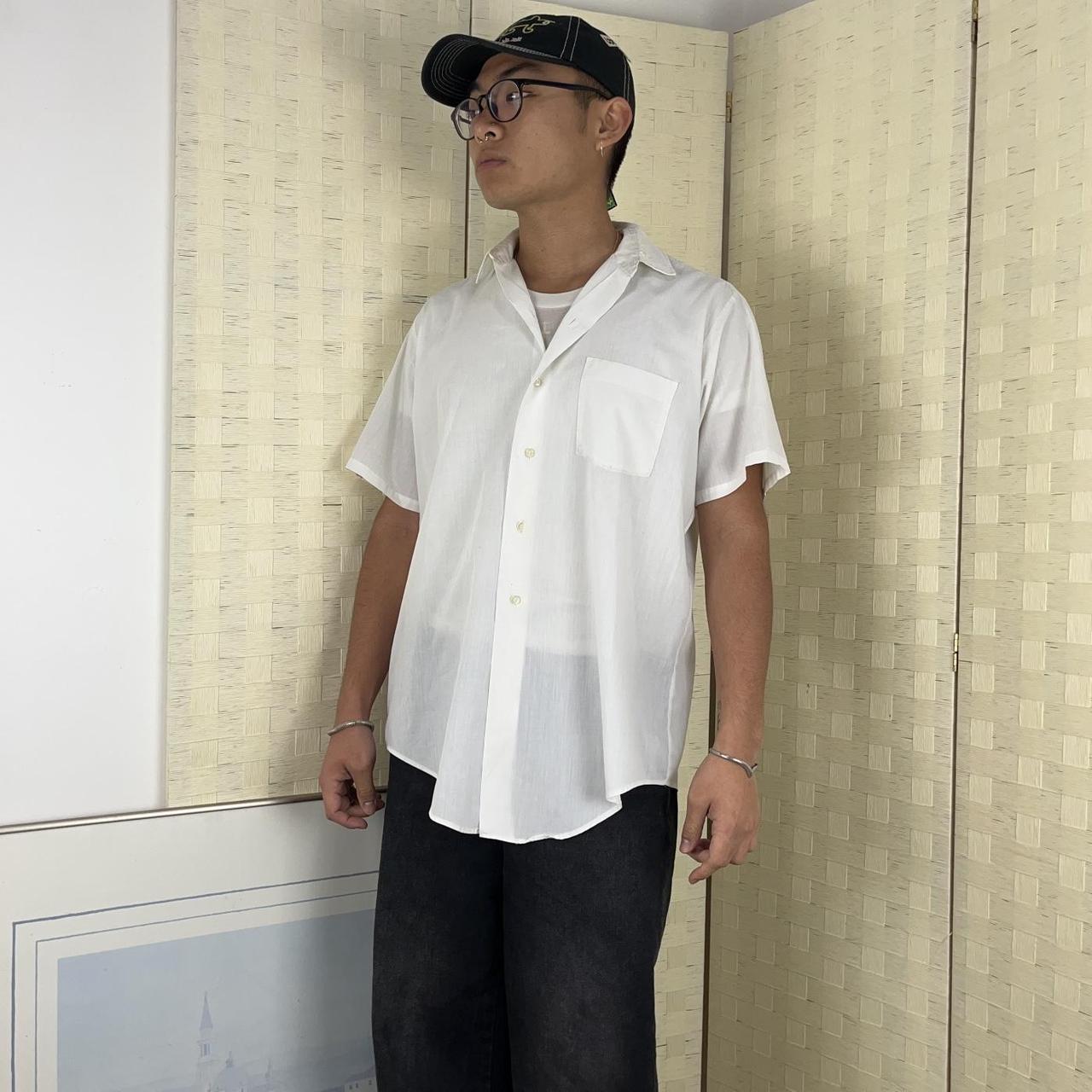 Vintage 70’s JCPenney PennPrest White Faded Button... Depop