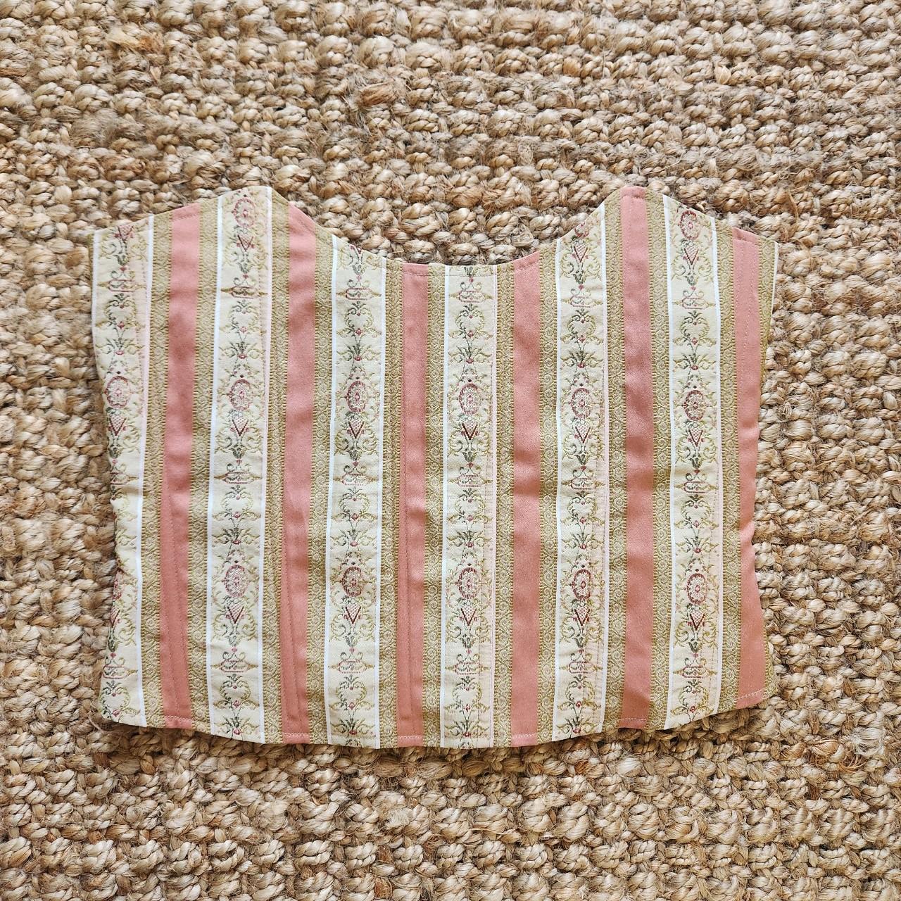 Miaou Women's Corset - Multi/Pink - L – Miaou pink and gold striped corset top …