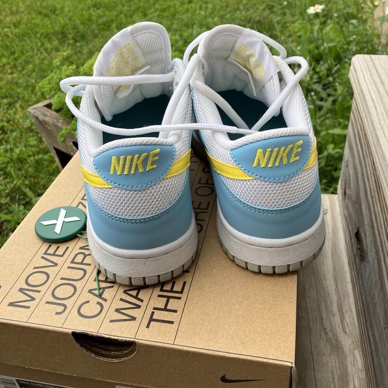 Nike Dunk Low Size Youth 6 Blue Chill / Yellow... - Depop