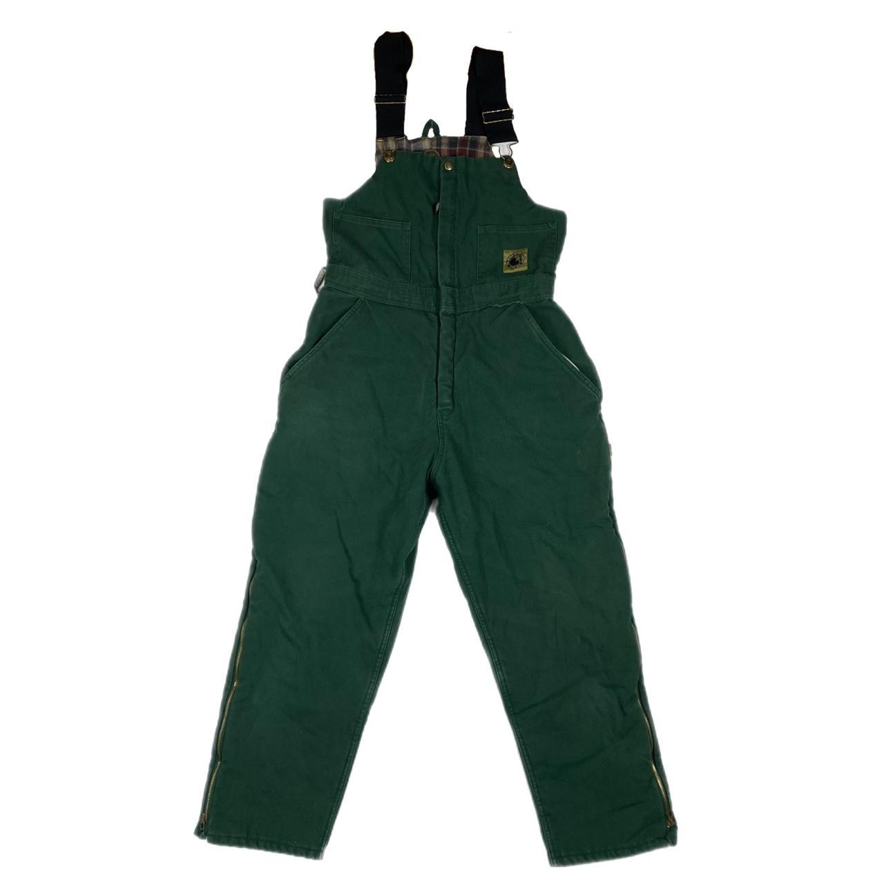 Berne Women's Green and Burgundy Dungareesoveralls Depop
