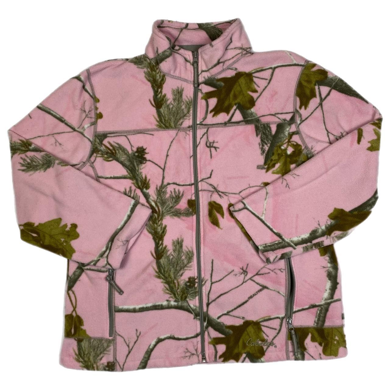 Vintage Y2K Fleece Pink Camouflage Cabelas Jacket A... - Depop