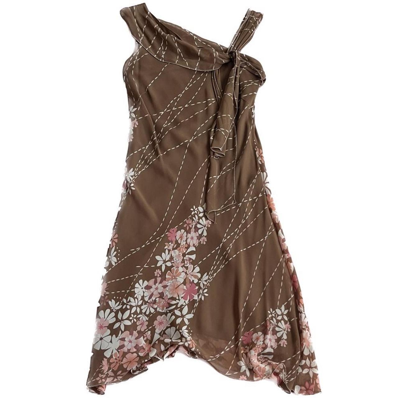 Brown silk-slip-dress - Depop