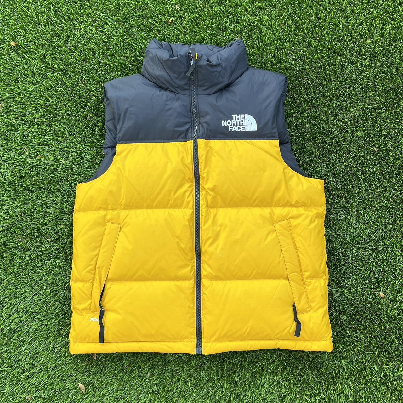The North Face Yellow Vest Puffer Jacket Nuptse 700... Depop