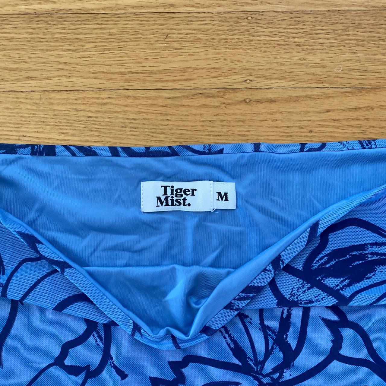 Tiger Mist Women's Blue and Navy Skirt Depop