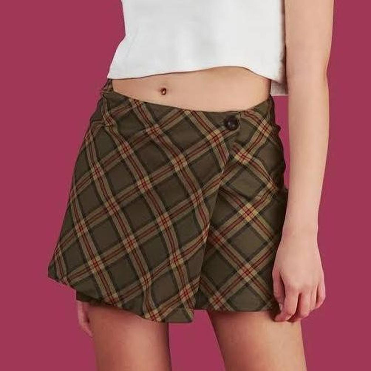 unif witz green plaid micro mini wrap skirt Depop