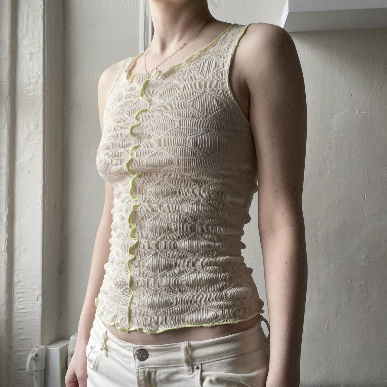 Eckhaus Latta Women's Yellow and Cream Vest (2)