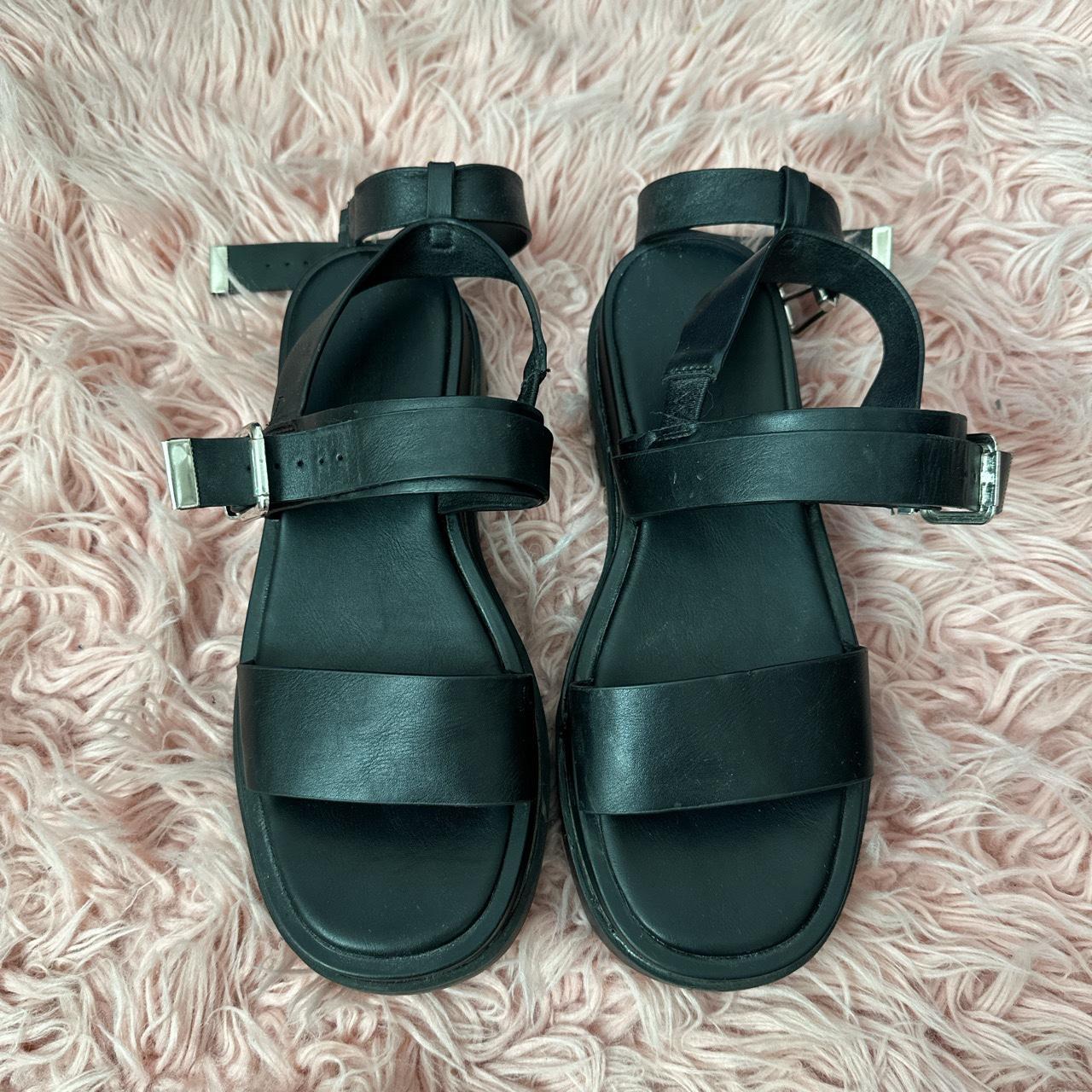 Princess Polly Women's Black Sandals | Depop