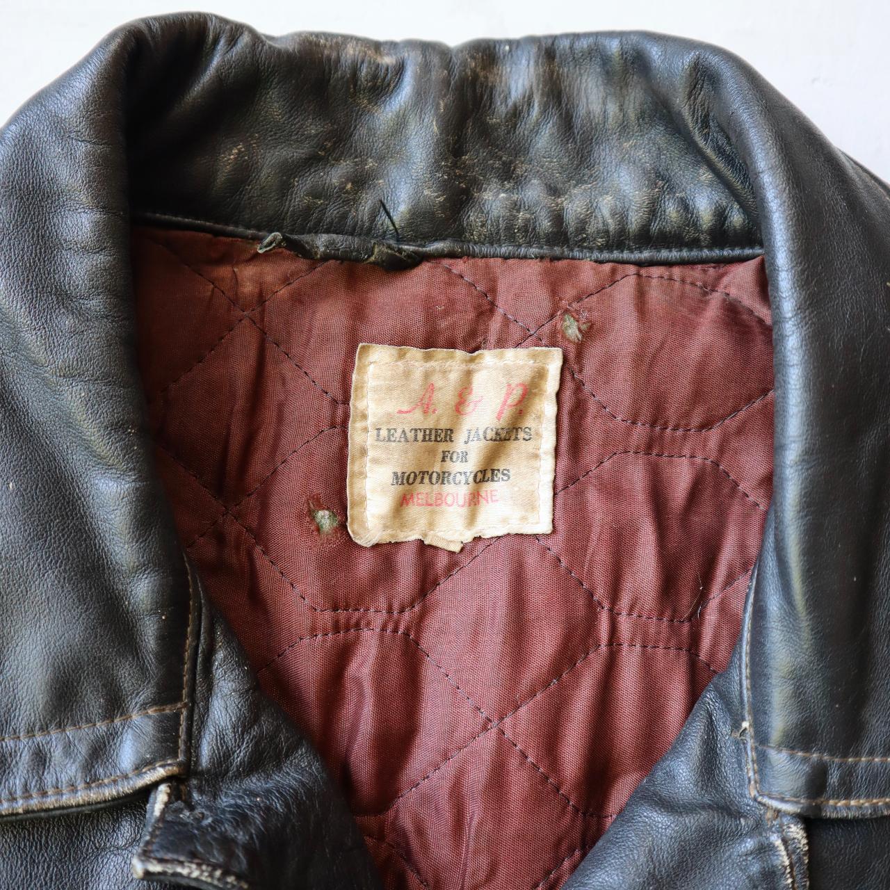 1980's Distressed Biker Leather Jacket - L Chest –... - Depop