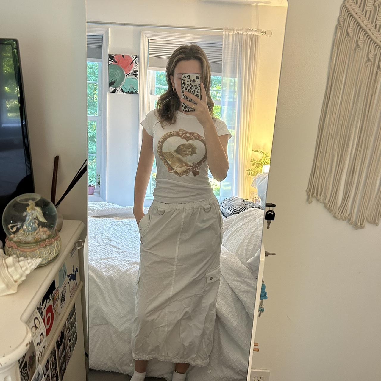 White Cargo Midi Maxi Skirt from Asos US size 4,... - Depop
