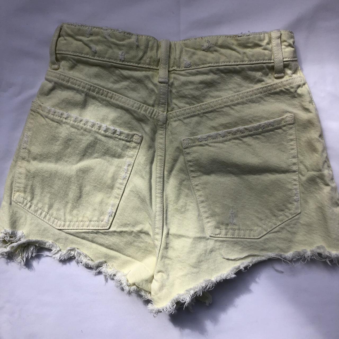 Zara Women's Yellow and Silver Shorts Depop