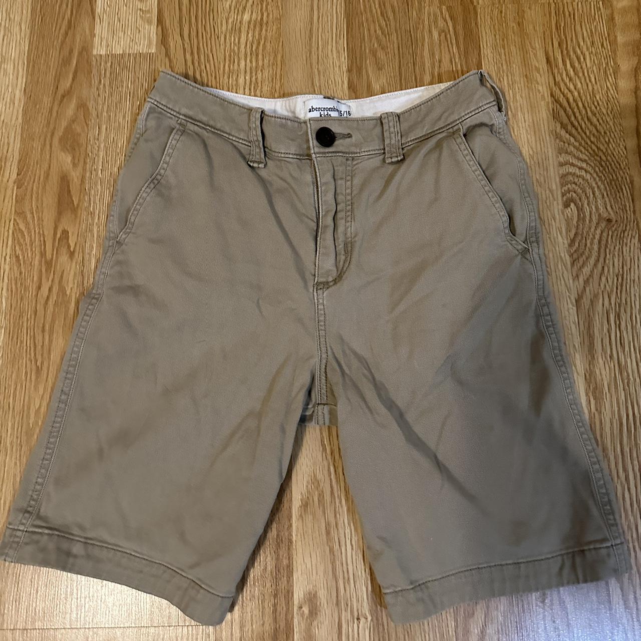 Abercrombie Kids Khaki Shorts Kids 15/16 Zipper area... - Depop