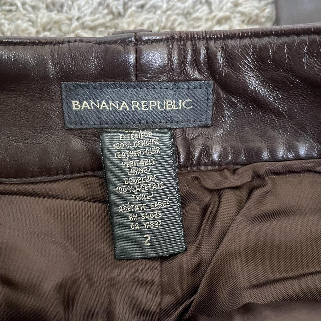 banana republic brown leather pants waist~... - Depop