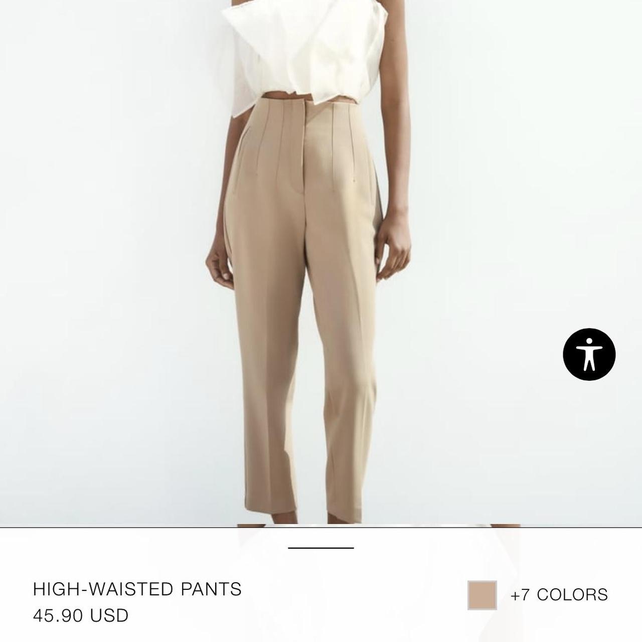 Zara Office Pants Color beige Style straight... Depop