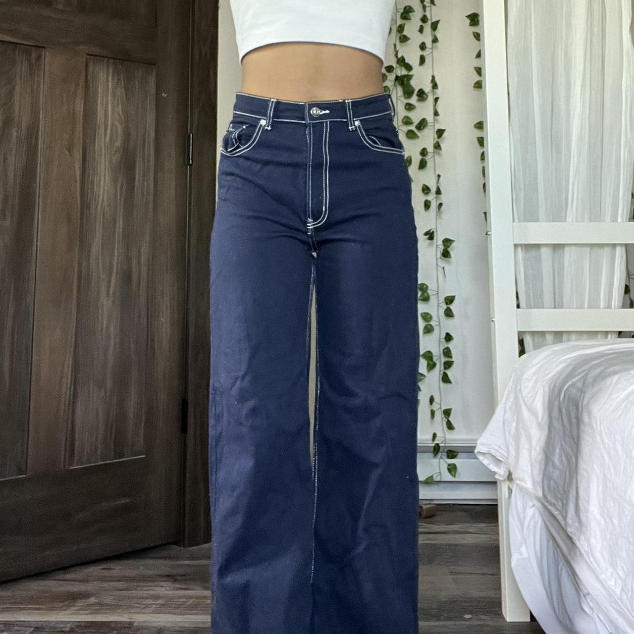 H&M Women's Navy Trousers | Depop