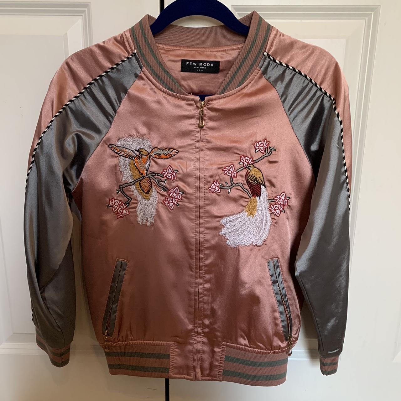 few moda pink embroidered bomber jacket no