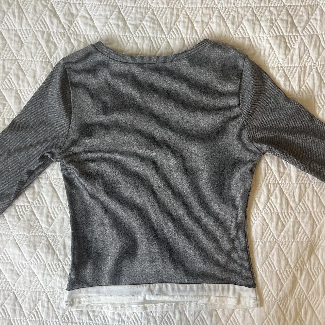 SHEIN Women's Grey and White Crop-top | Depop