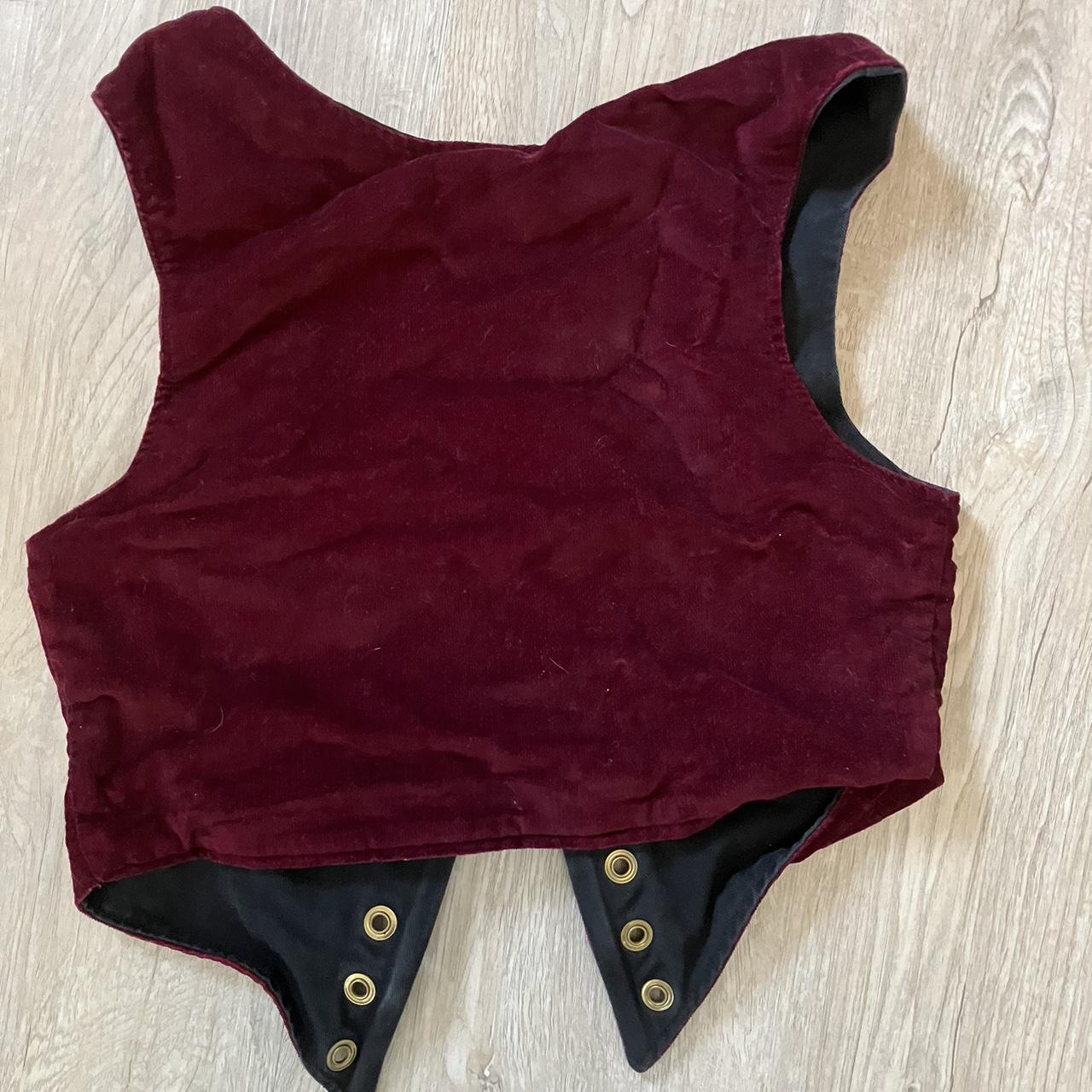 Dark Red Velvet Lace Up Corset Topvest With Gold Depop 5803